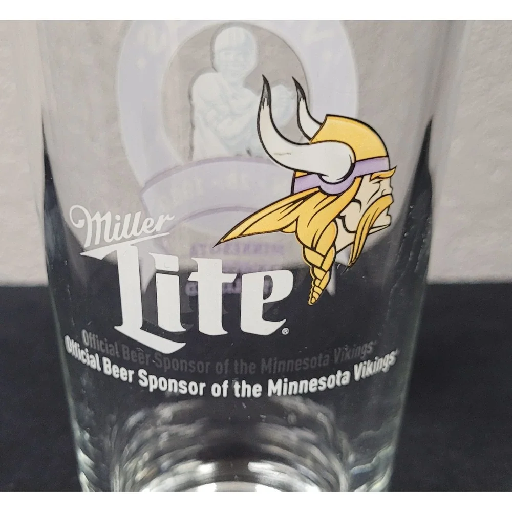 Minnesota Vikings Miller Lite Beer Glass 1960 Franchise Established Promo 16oz